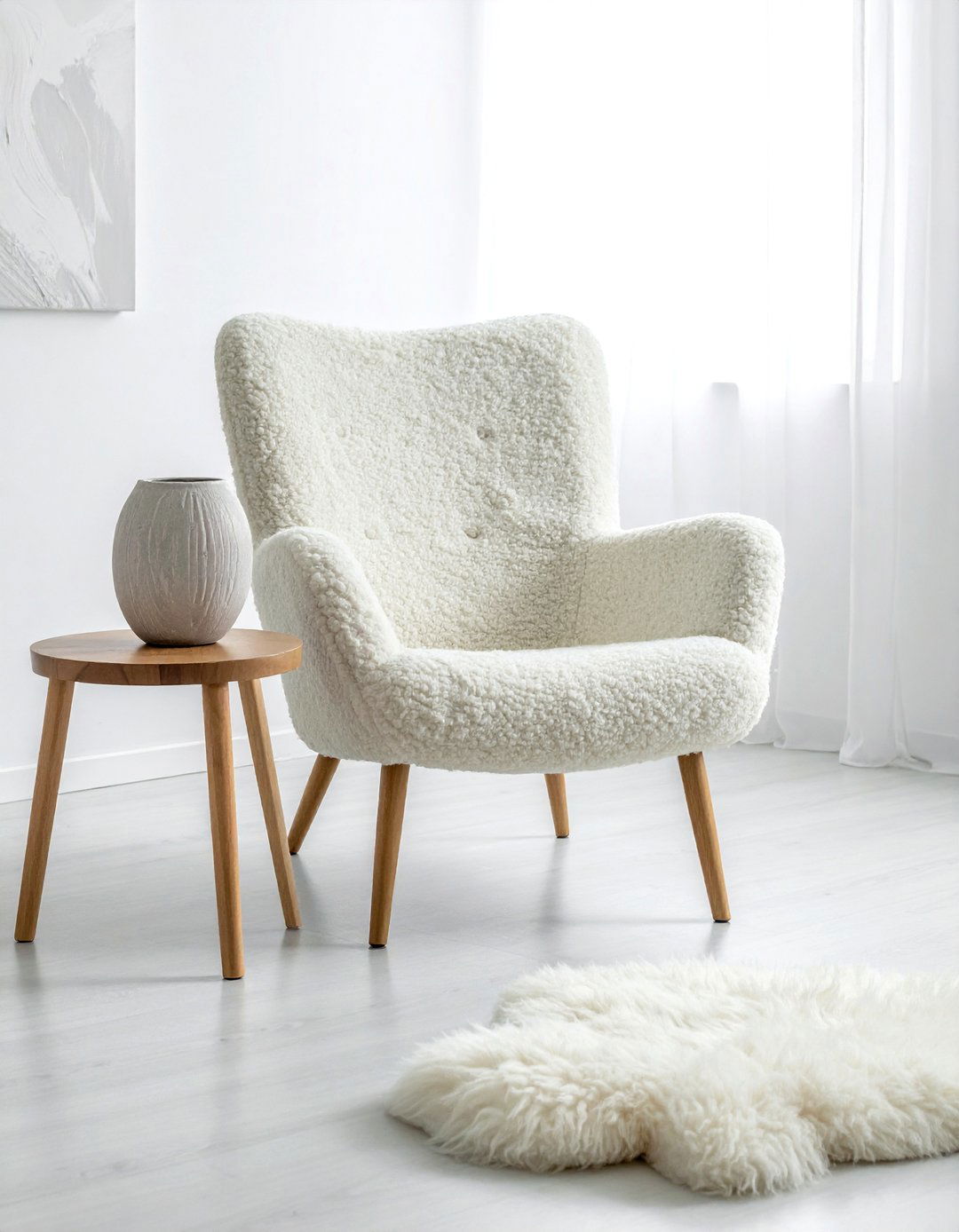 Shearling armchair - 30 soft texture bedroom ideas