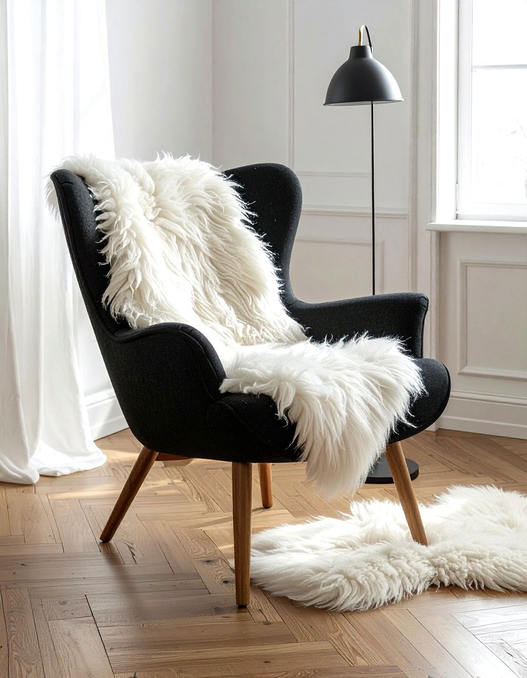 Sheepskin Chair Throw - 30 textile decor ideas
