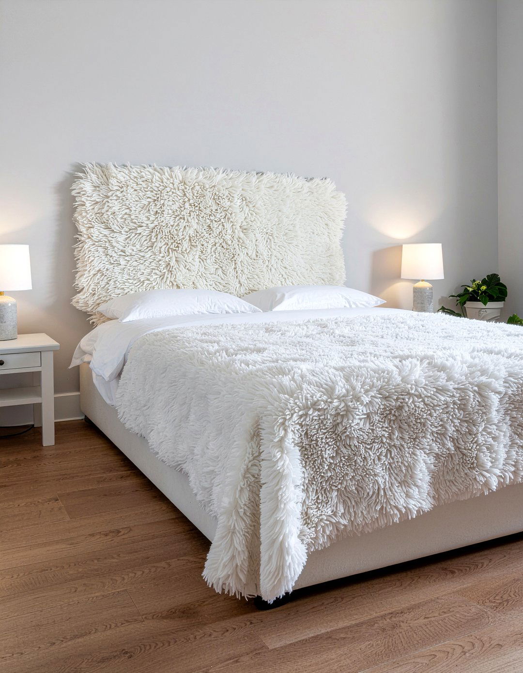 Sheepskin Headboard Cover - 30 sheepskin bedroom ideas
