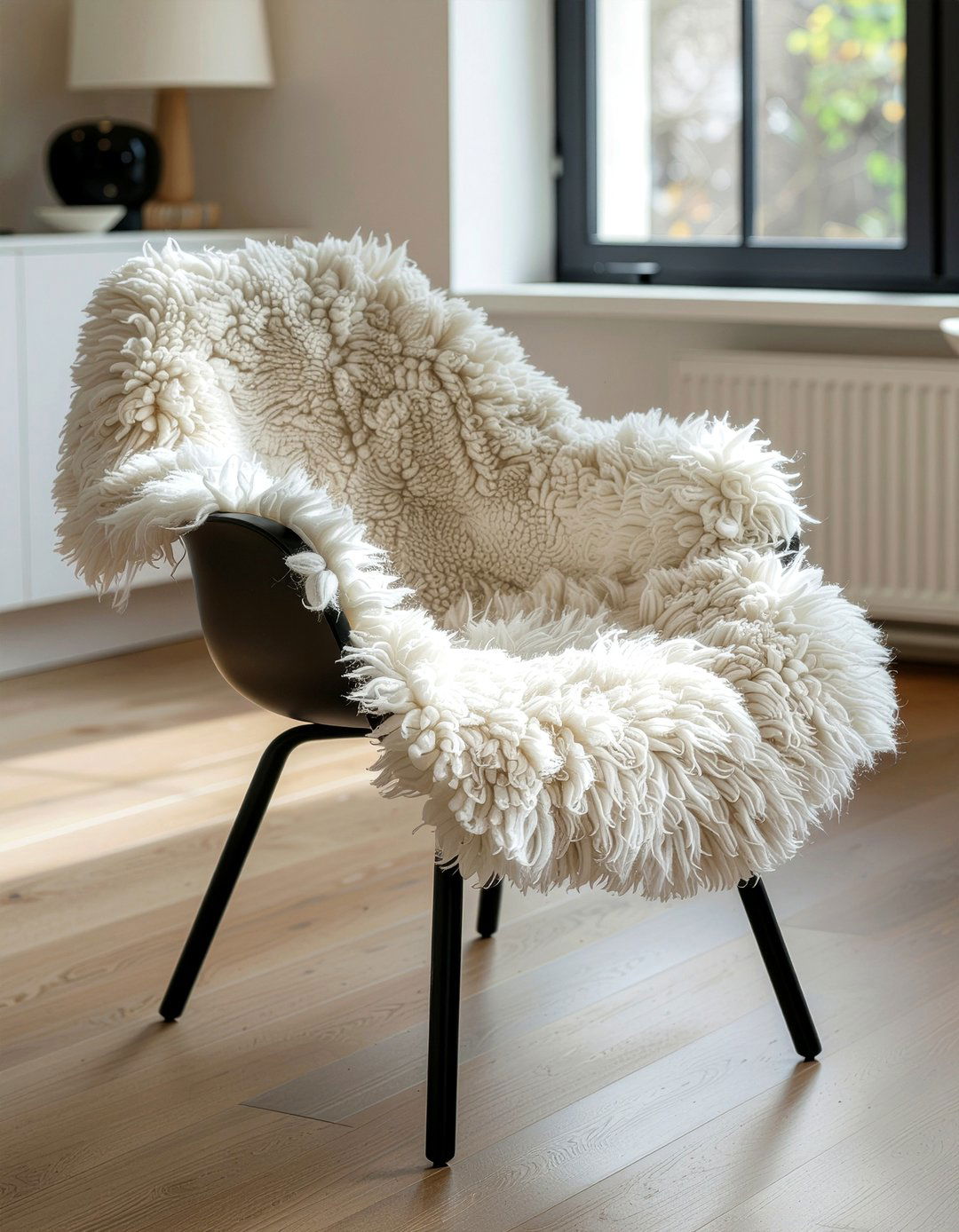 Sheepskin Rug Dining Chair - 30 Norwegian dining room ideas
