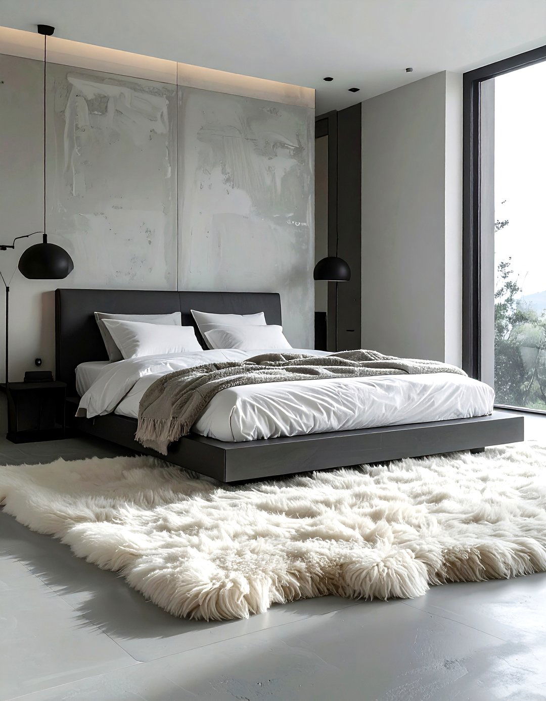 Sheepskin Rug In Minimalist Bedroom - 30 sheepskin decor ideas