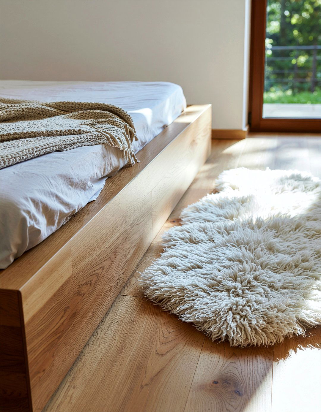 Sheepskin Rug Next To Bed - 30 sheepskin bedroom ideas