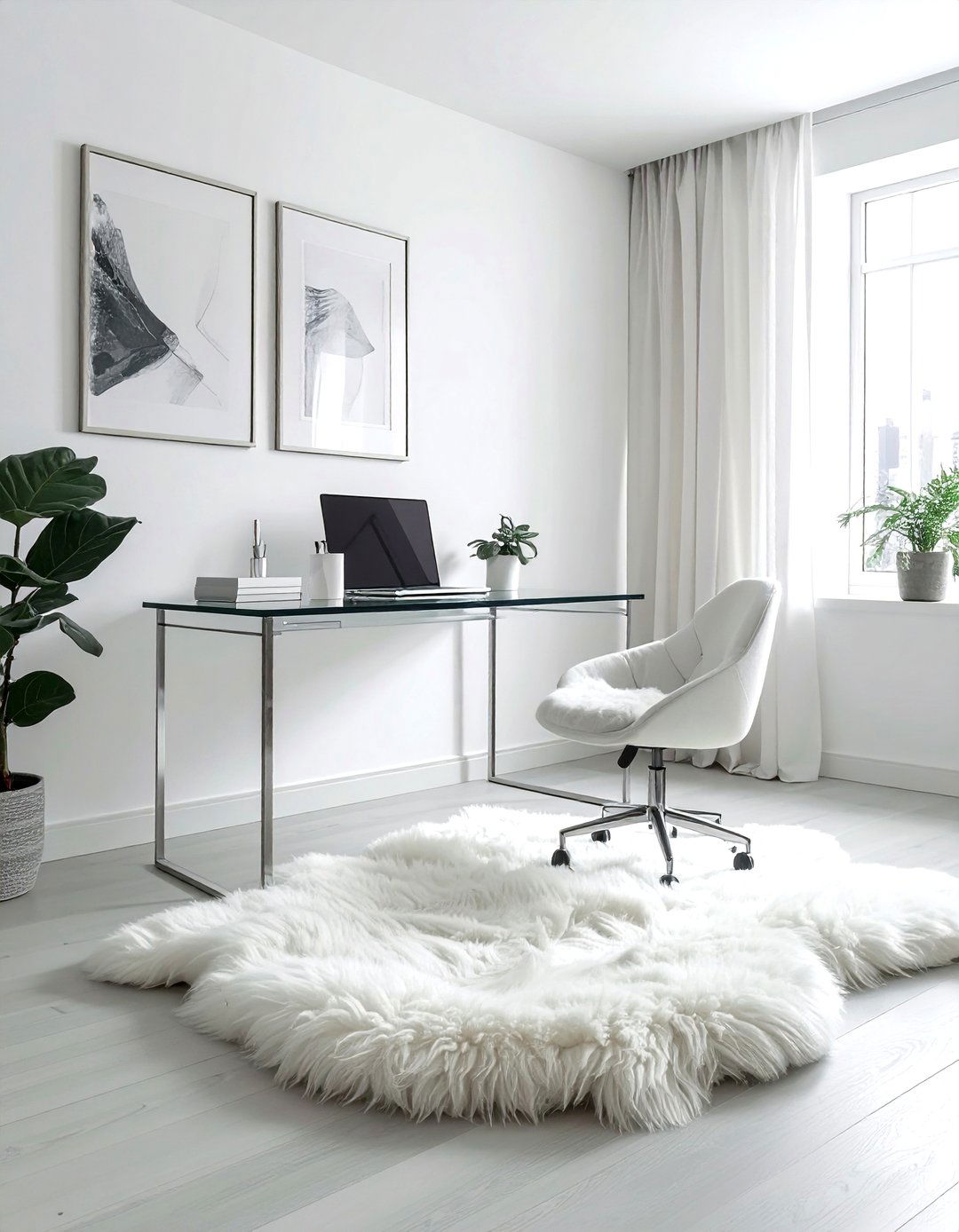 Sheepskin Rug Under Desk - 30 sheepskin decor ideas