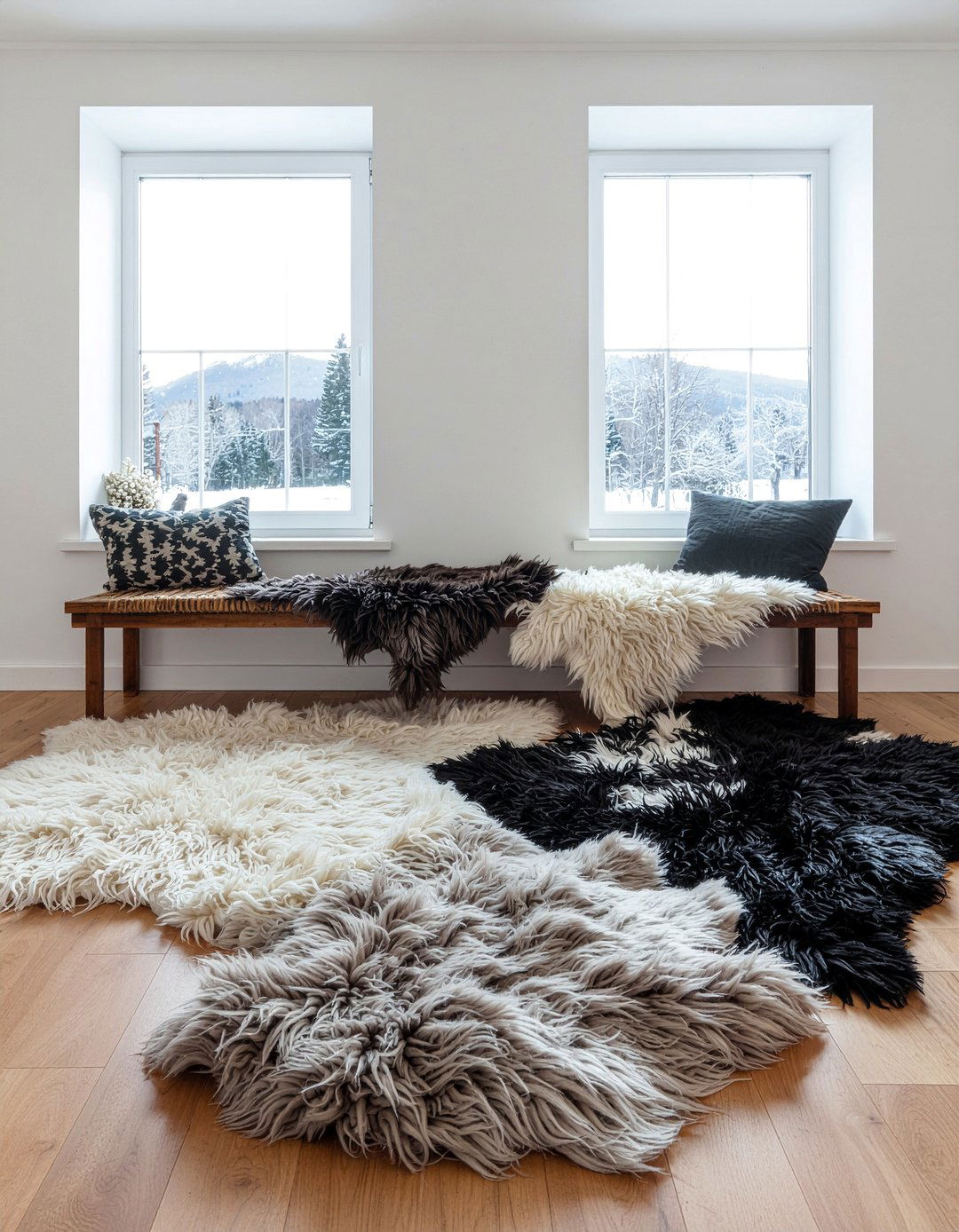 Sheepskin Rugs - 30 living room floor seating ideas