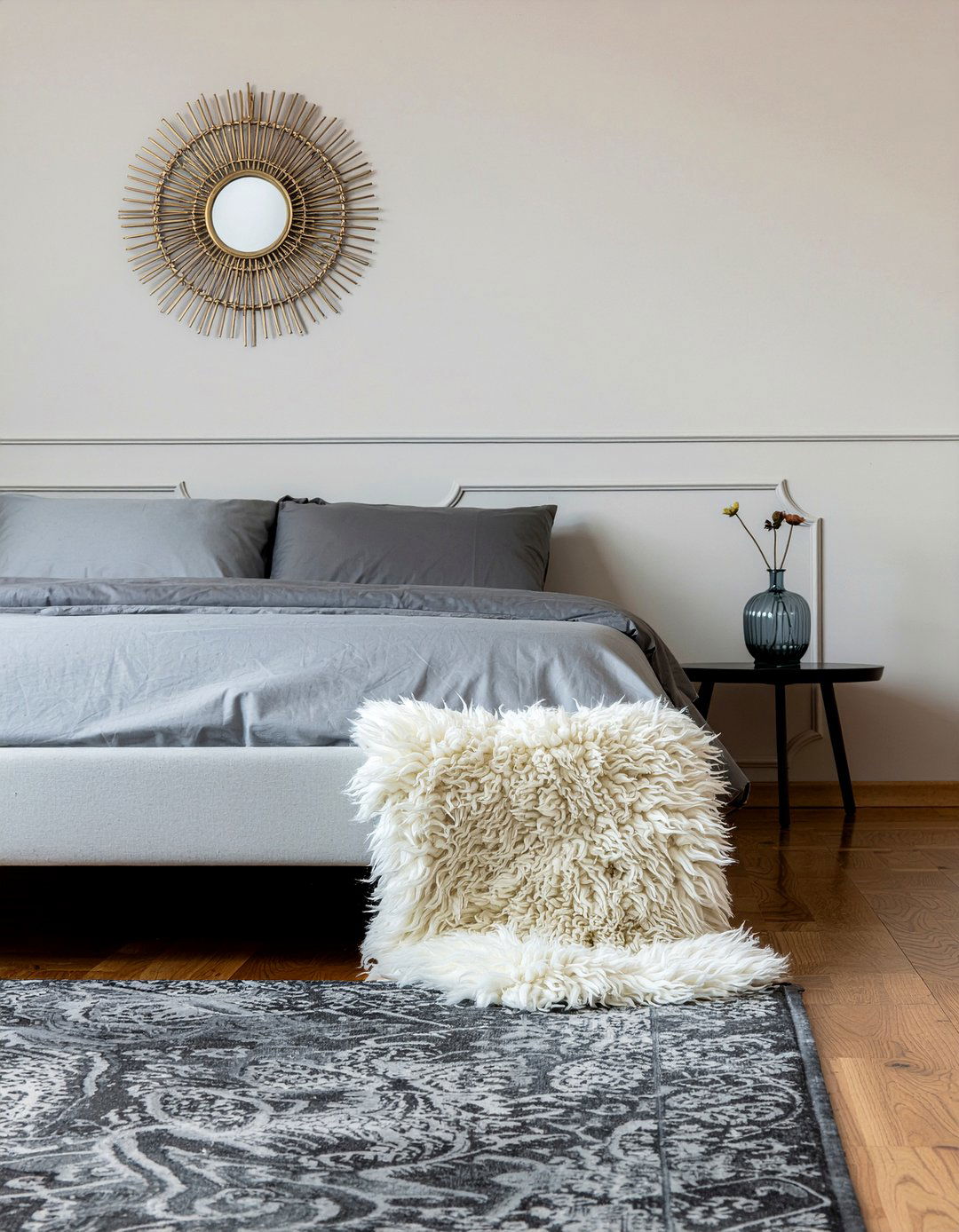 Sheepskin Throw On Bed - 30 sheepskin bedroom ideas