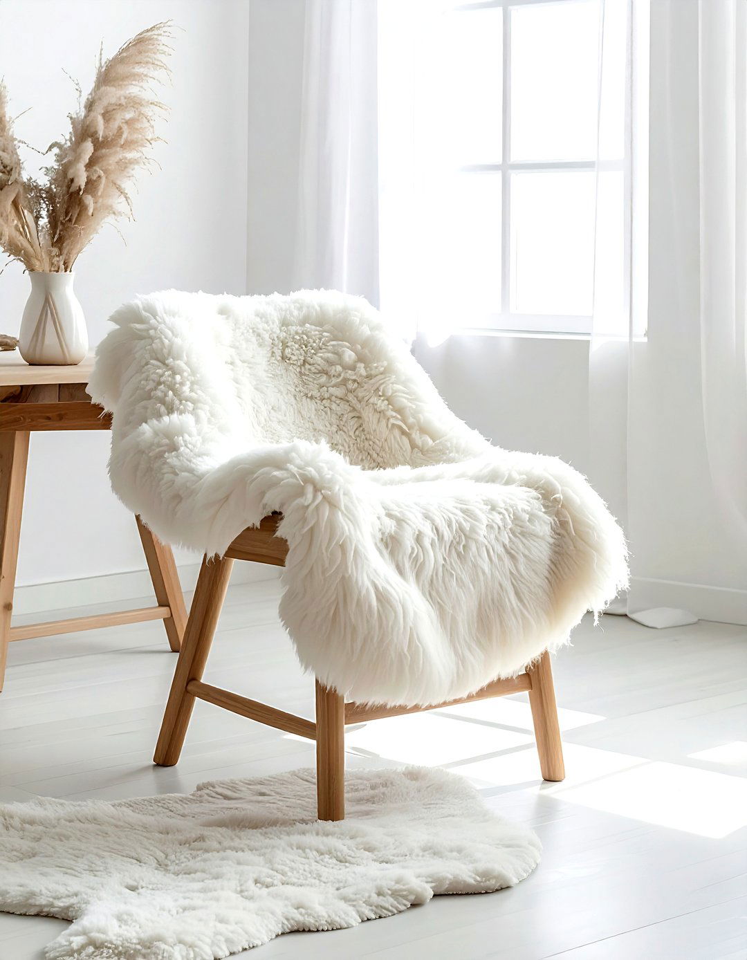 Sheepskin chair cover - 30 Finnish dining room ideas