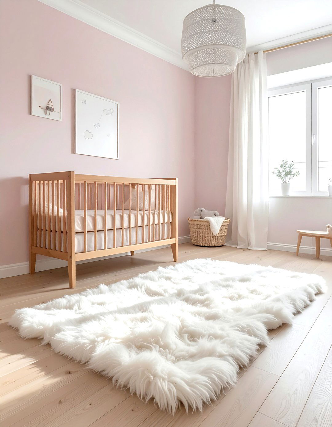 Sheepskin rug floor - 30 textured decor ideas