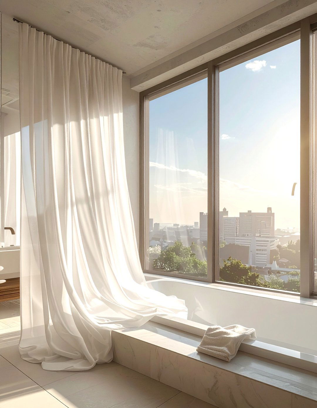 Sheer Bathroom Curtain - 30 airy bathroom ideas