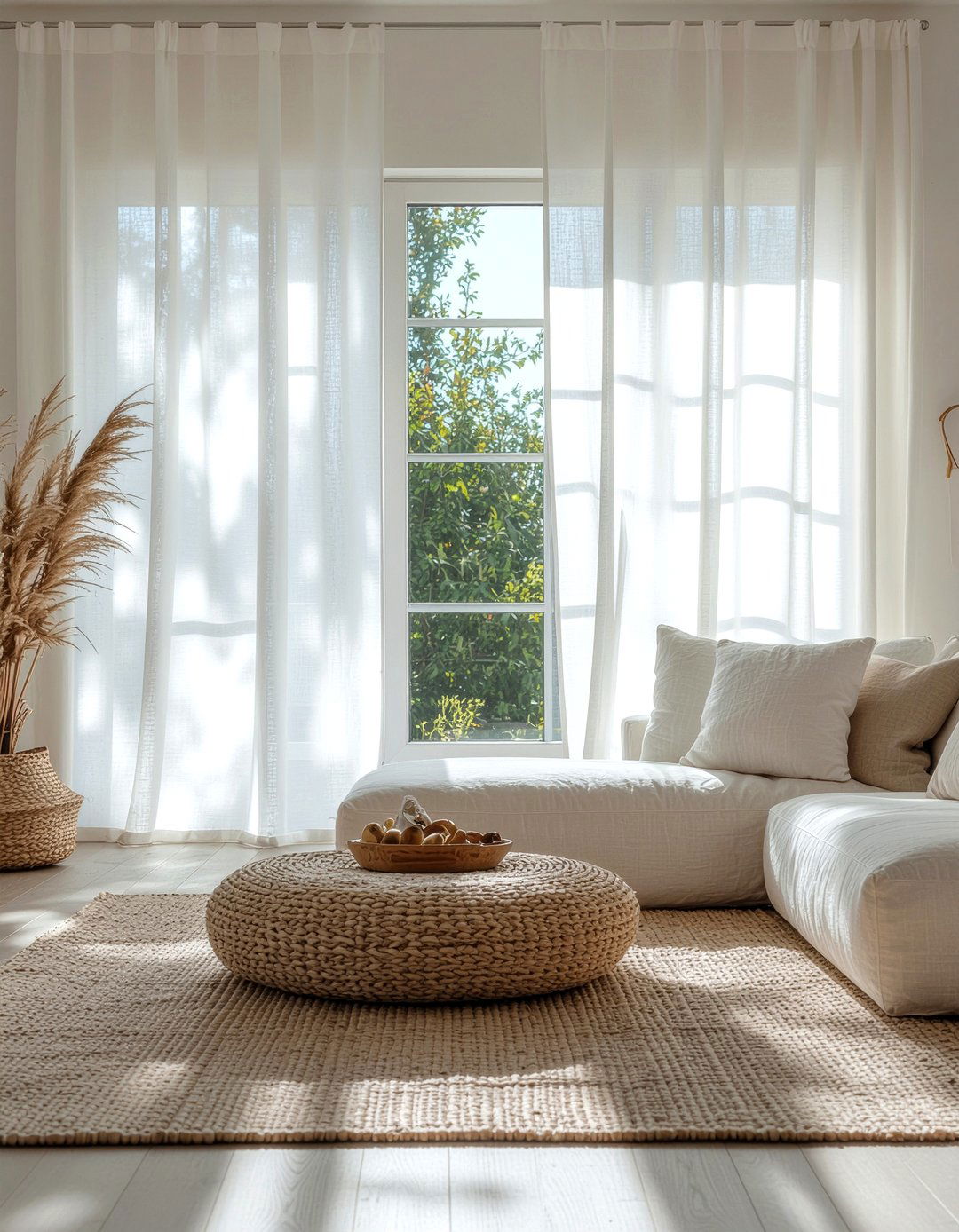Sheer Linen Drapes - 30 meditation living room ideas