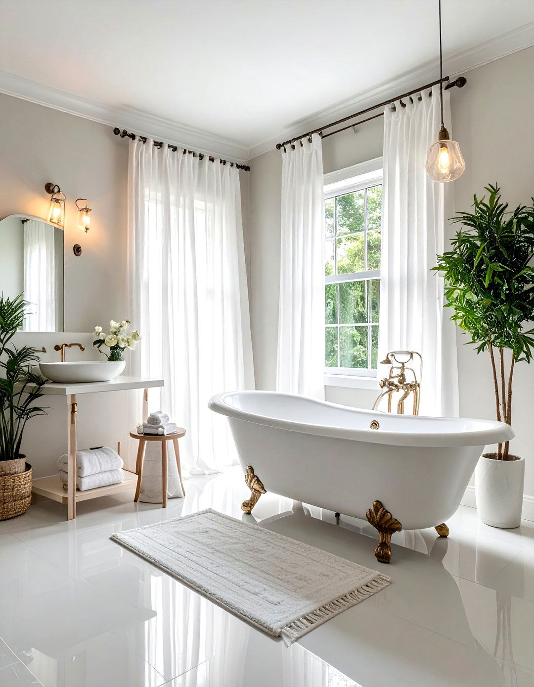 Sheer Privacy Curtains - 30 bathroom window treatment ideas