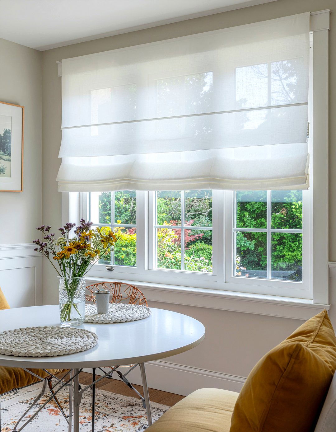 Sheer Ruffled Valance - 30 dining room valance ideas