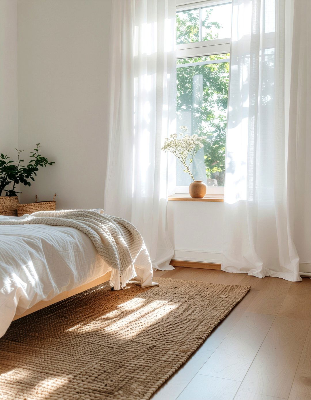 Sheer White Curtain - 30 zen bedroom ideas