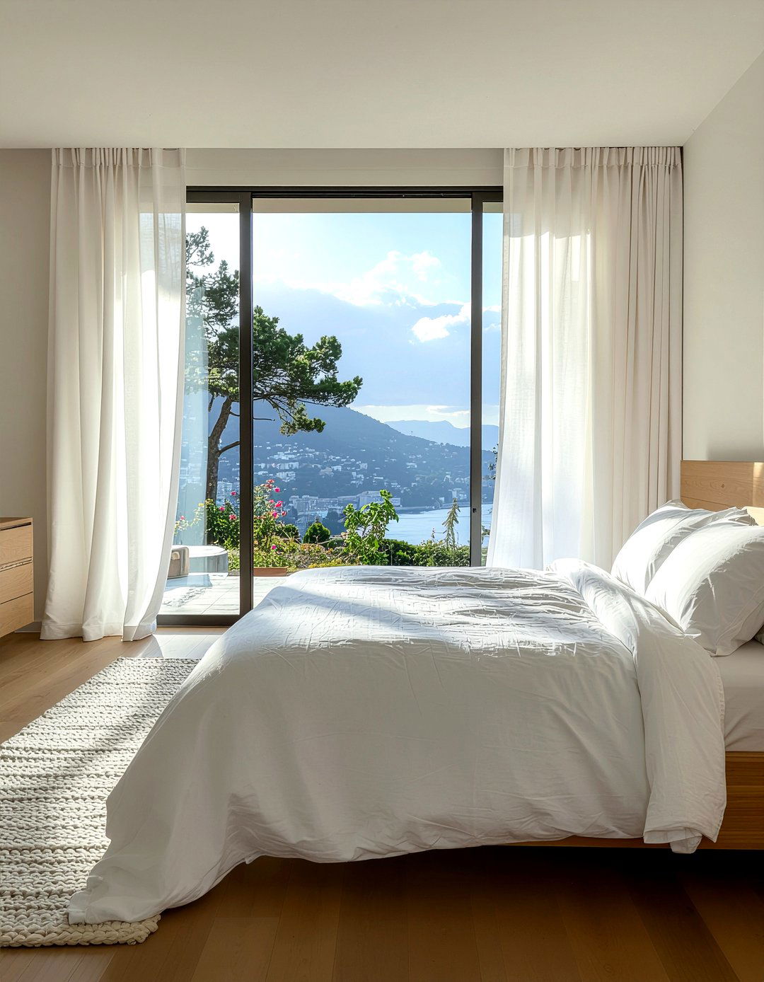 Sheer White Curtains - 30 sanctuary bedroom ideas