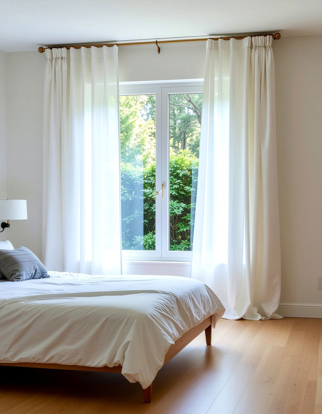 Sheer White Curtains - 30 scandinavian bedroom ideas