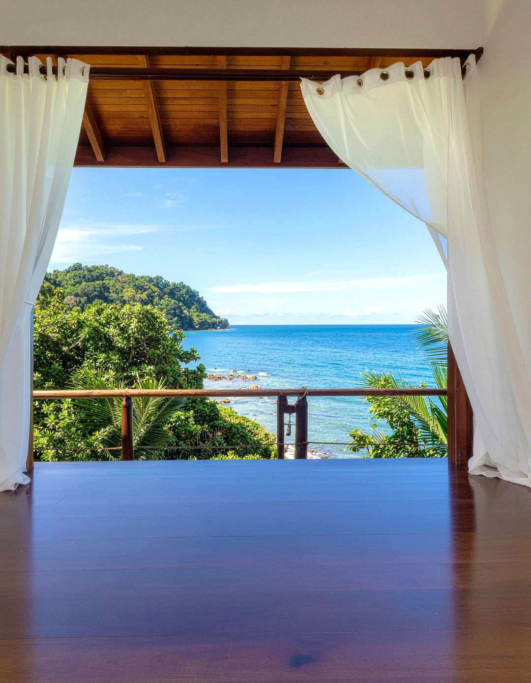 Sheer White Curtains - 30 tropical living room ideas