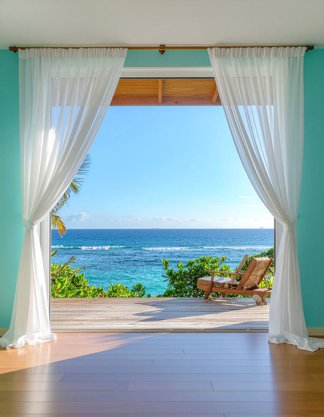 Sheer White Curtains - 30 Caribbean bedroom ideas