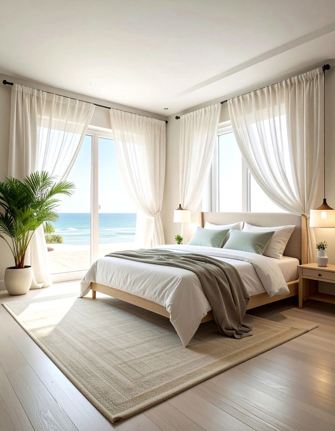 Sheer White Curtains - 30 airy bedroom ideas