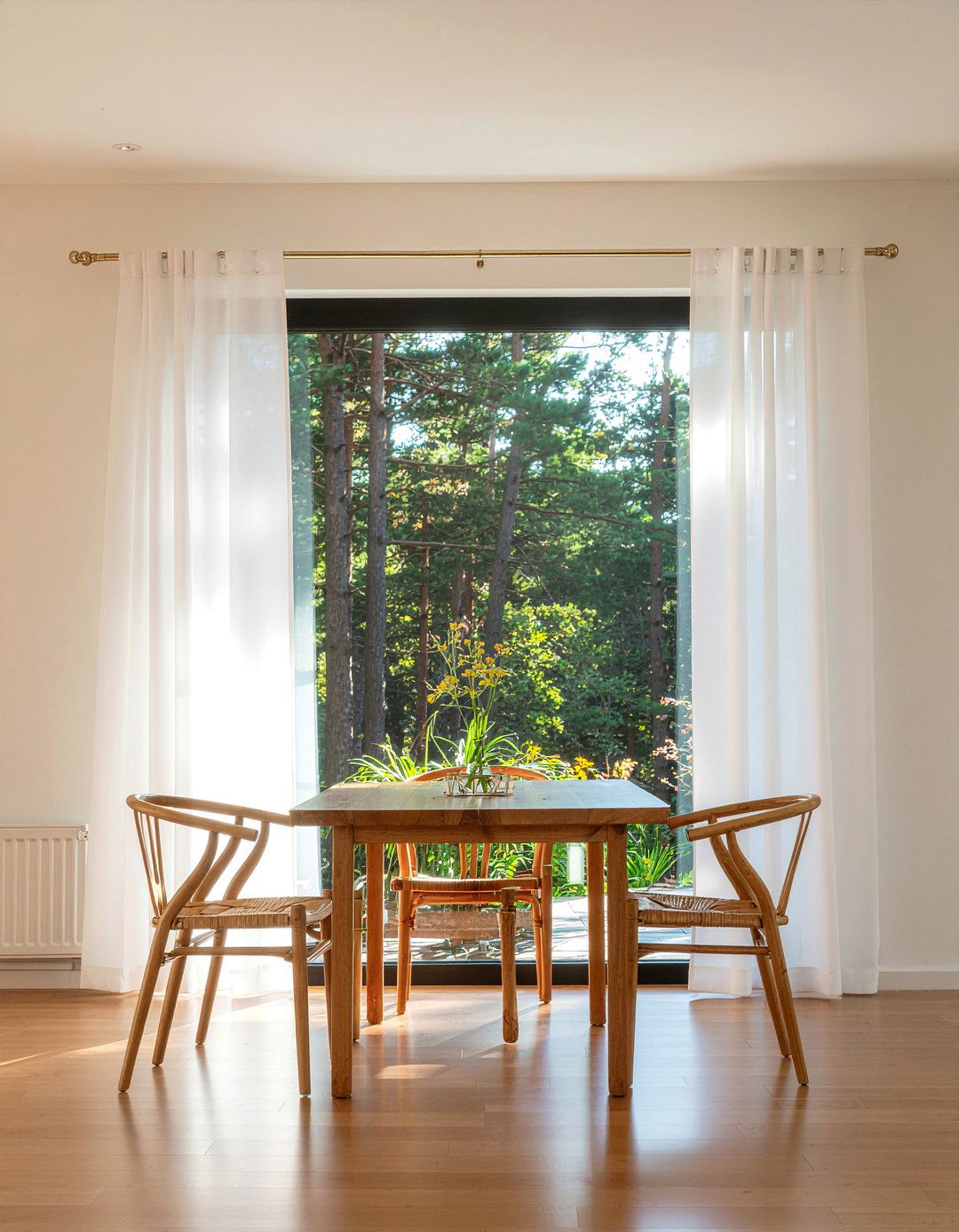 Sheer White Window Curtains - 30 bungalow dining room ideas