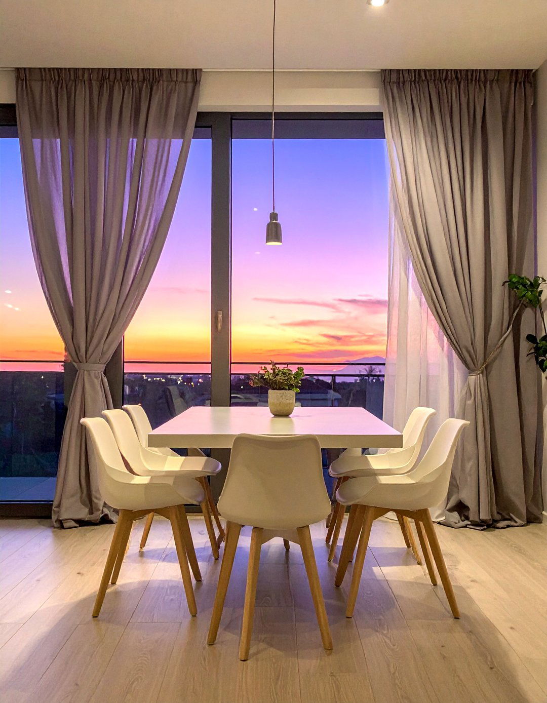 Sheer Window Curtains - 30 twilight dining room ideas