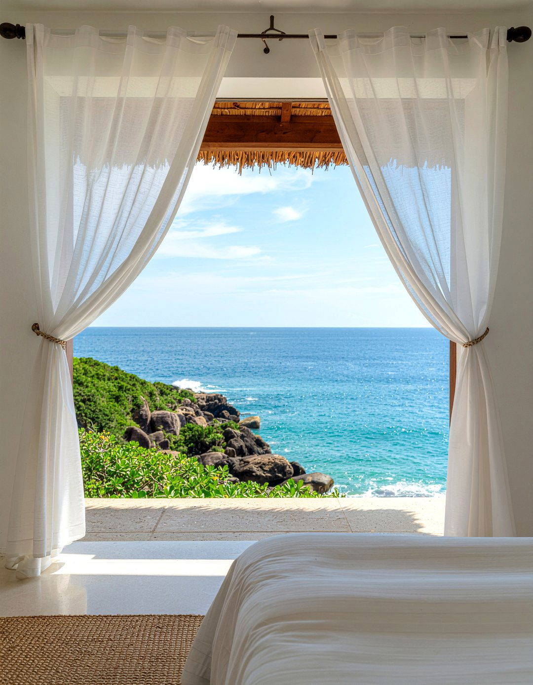 Sheer curtains - 30 meditation bedroom ideas