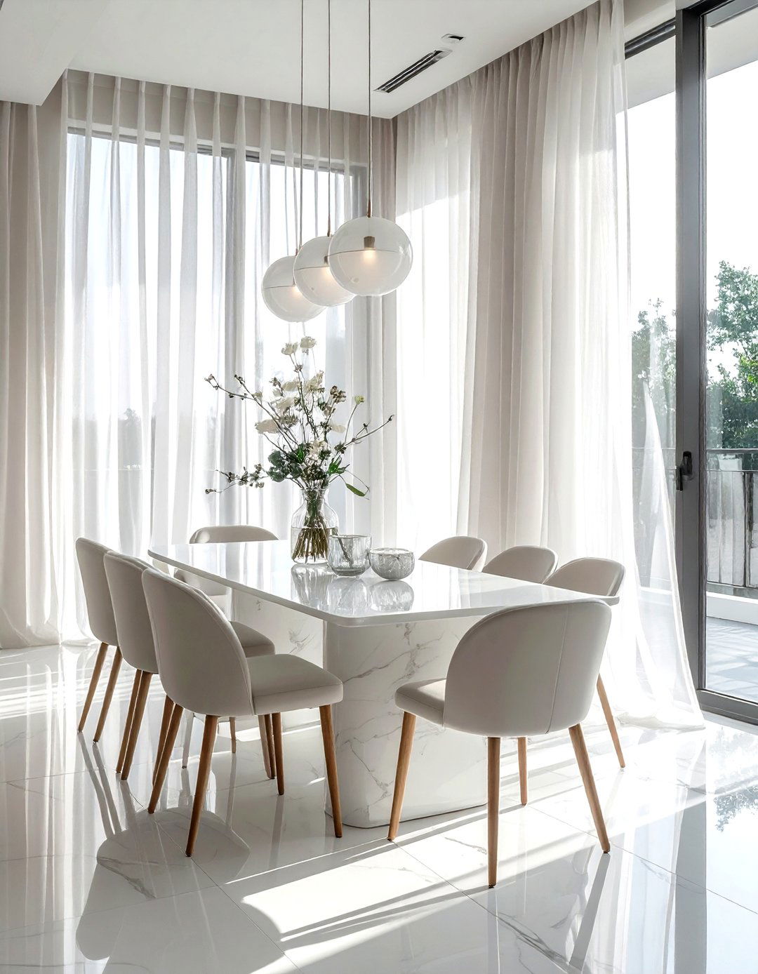 Sheer floor length dining curtains - 30 floor length curtain dining room ideas