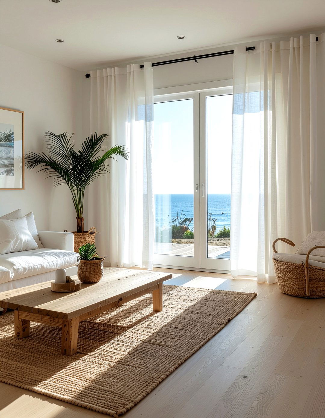 Sheer linen curtains - 30 low ceiling living room ideas