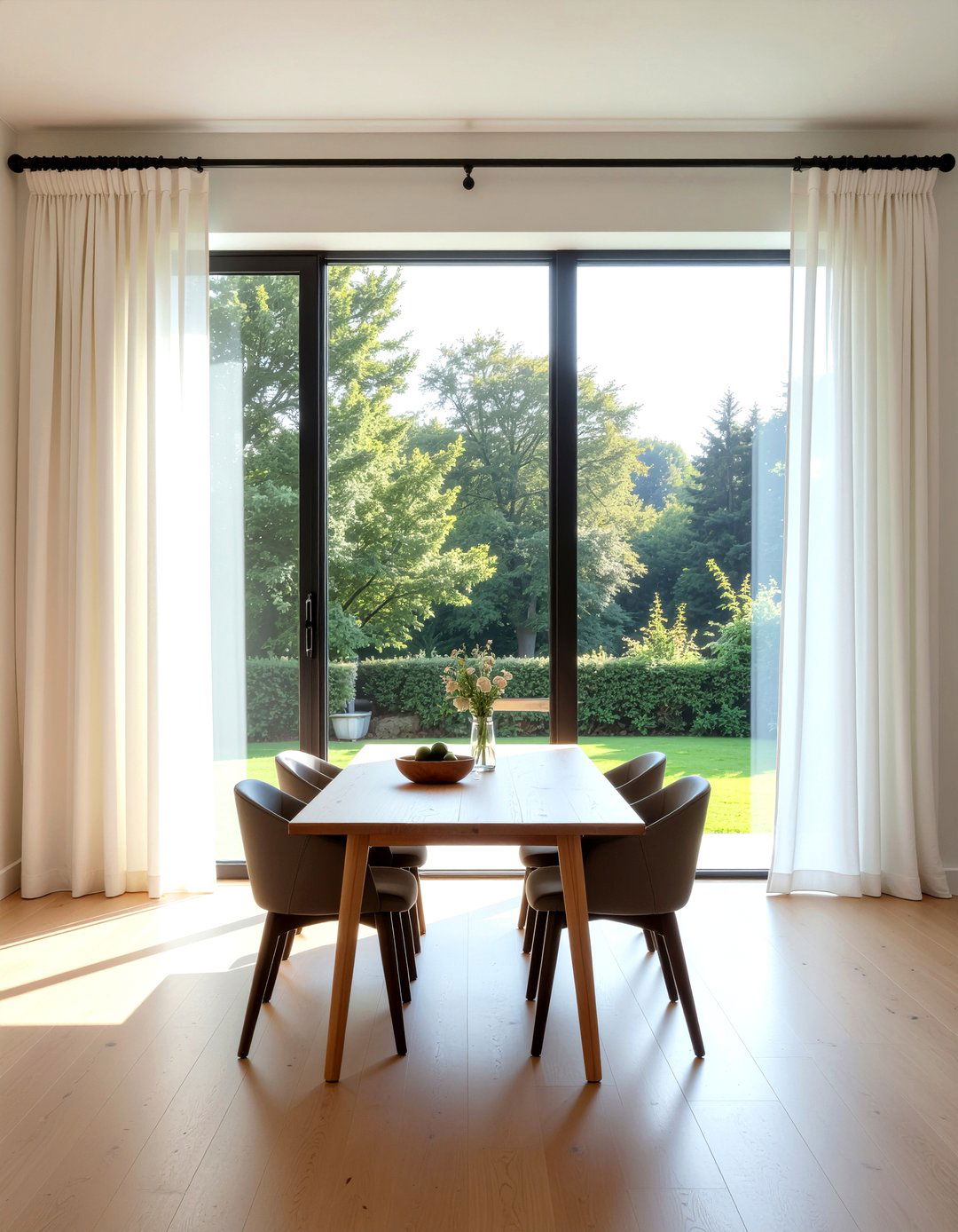 Sheer linen curtains for dining room - 30 easy dining room makeover ideas