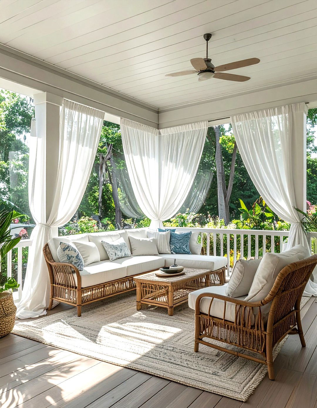 Sheer porch curtains - 30 screened porch decor ideas