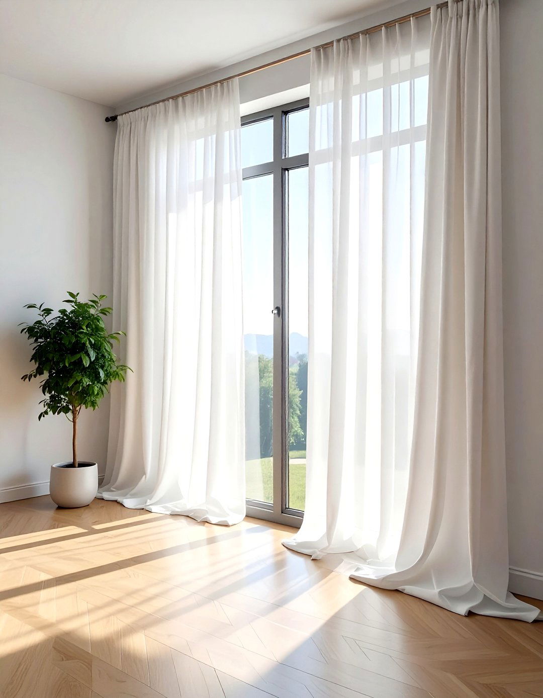 Sheer white curtain - 30 light academia decor ideas