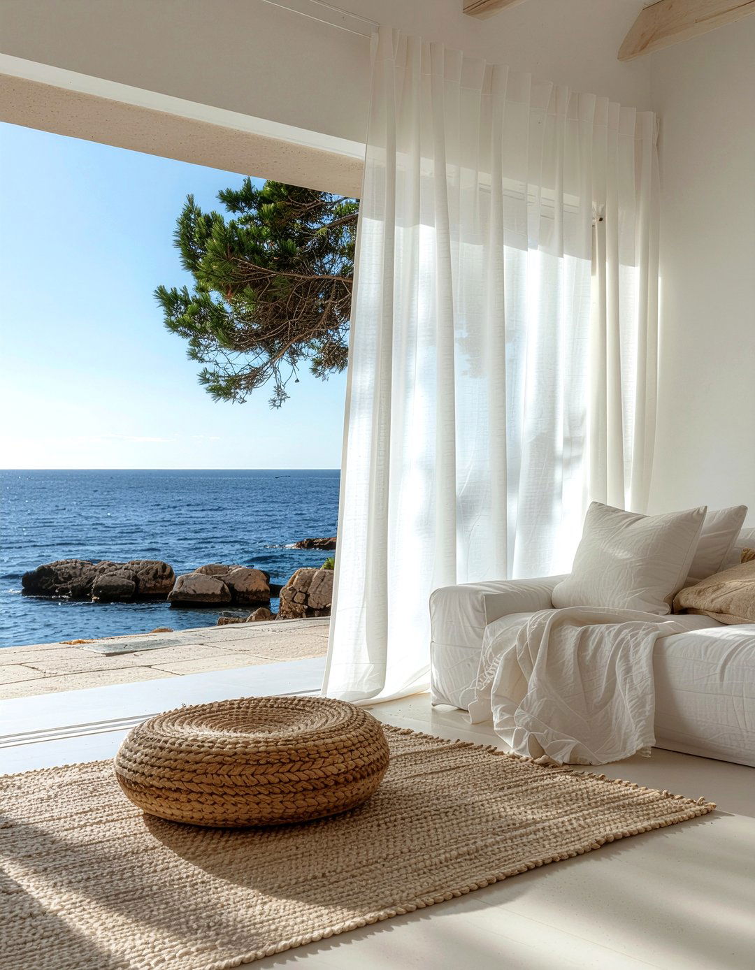 Sheer white curtains - 30 Mediterranean living room ideas
