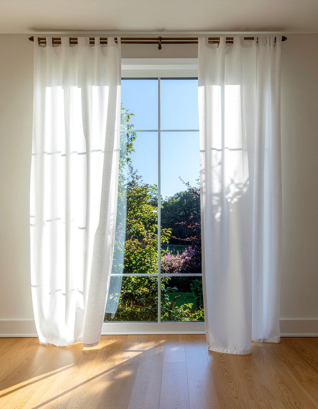 Sheer white curtains - 30 feminine living room ideas