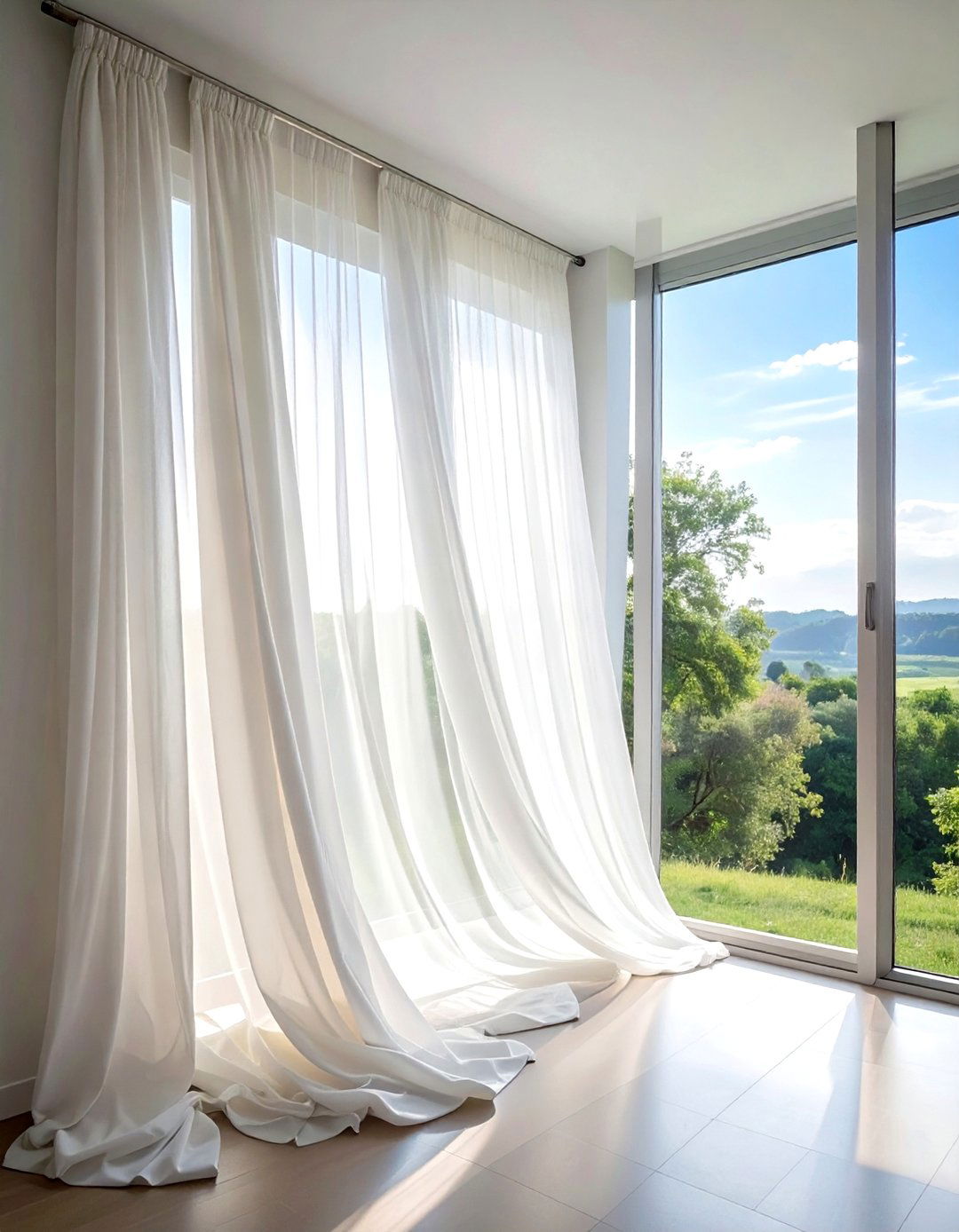 Sheer window curtains - 30 peaceful decor ideas