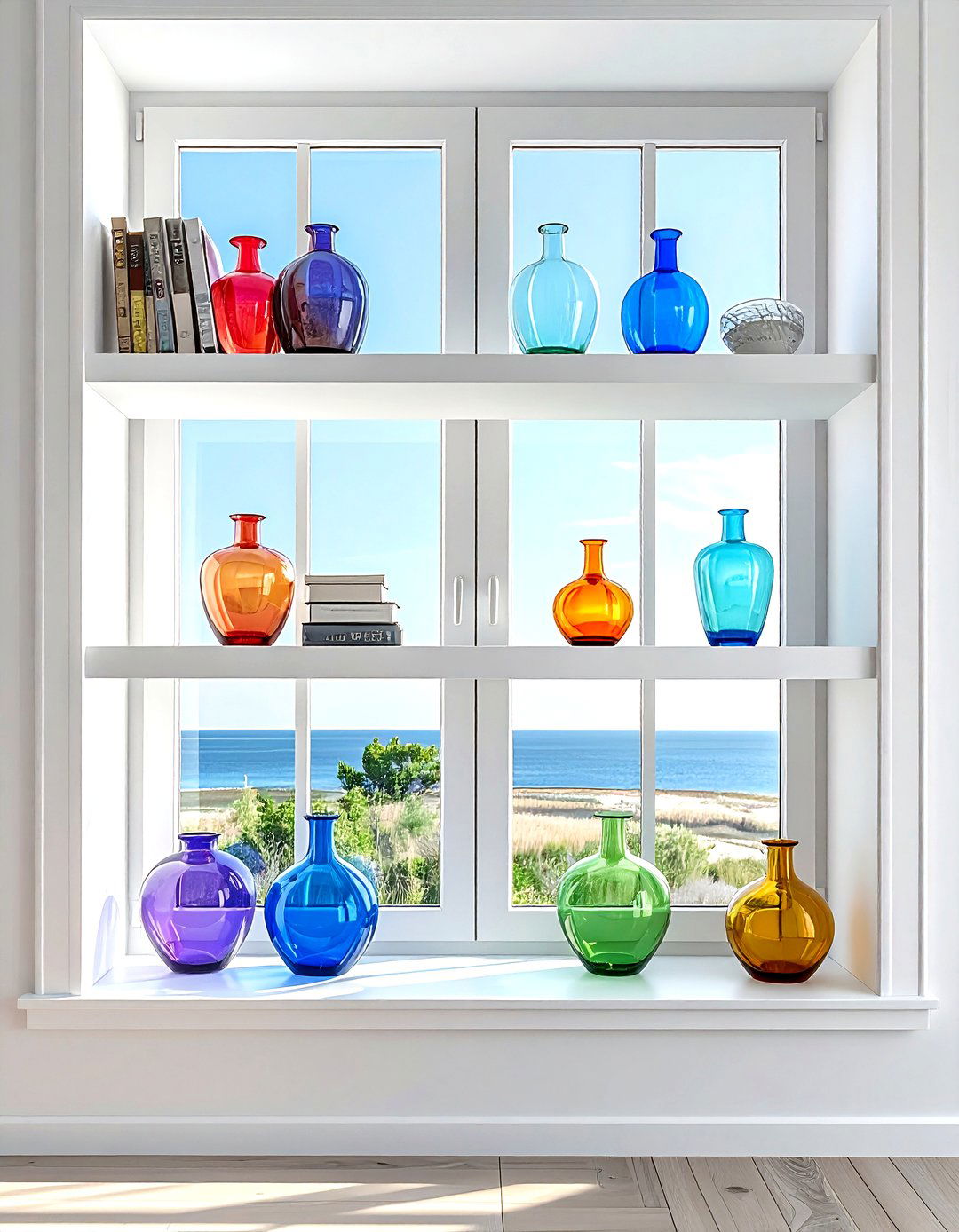 Shelf above window - 30 living room overhead storage ideas