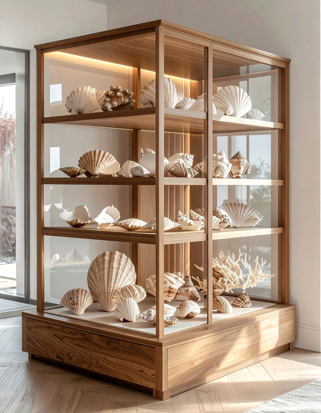 Shell cloche display - 30 shell decor ideas