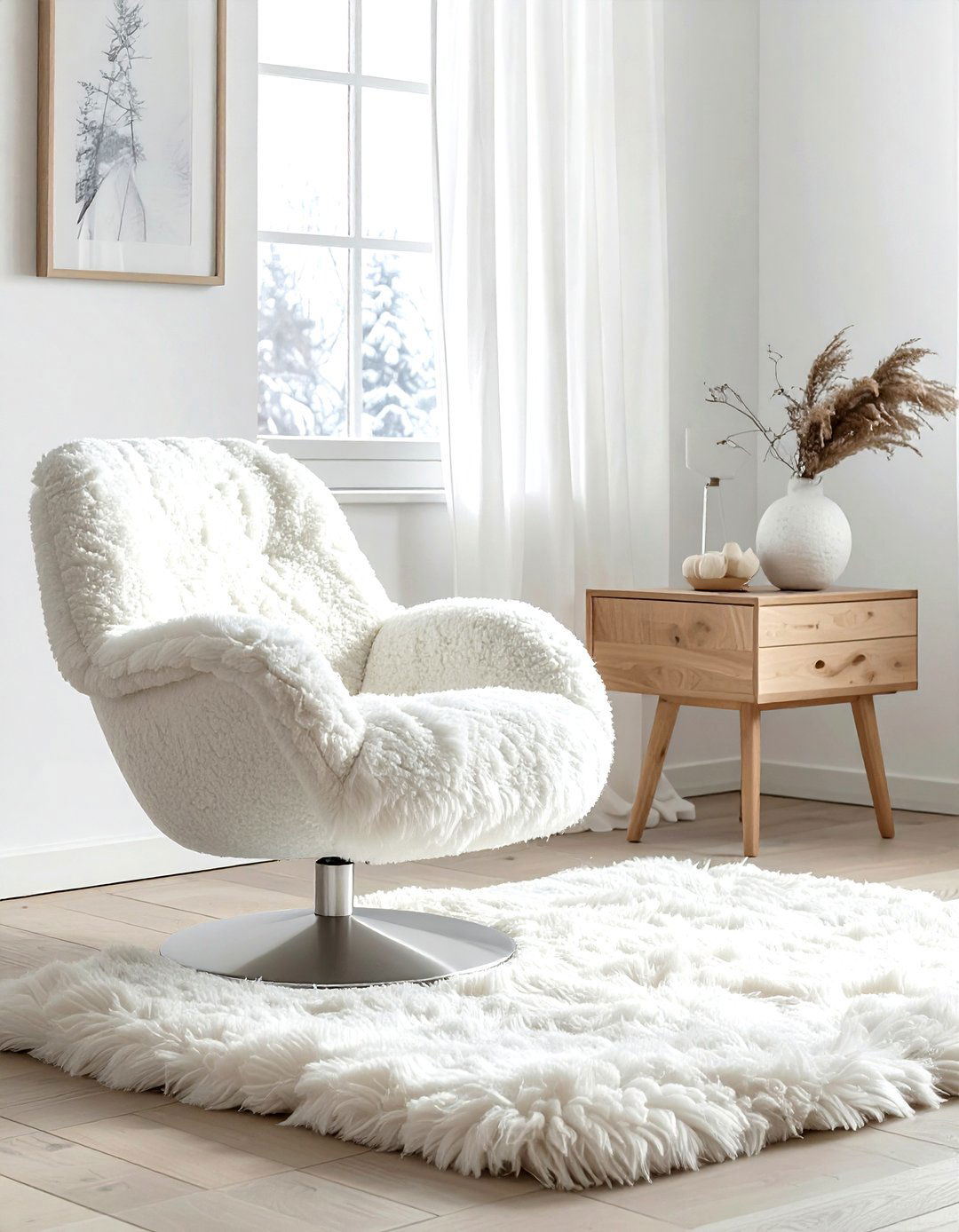 Sherpa chair - 30 living room reading chair ideas