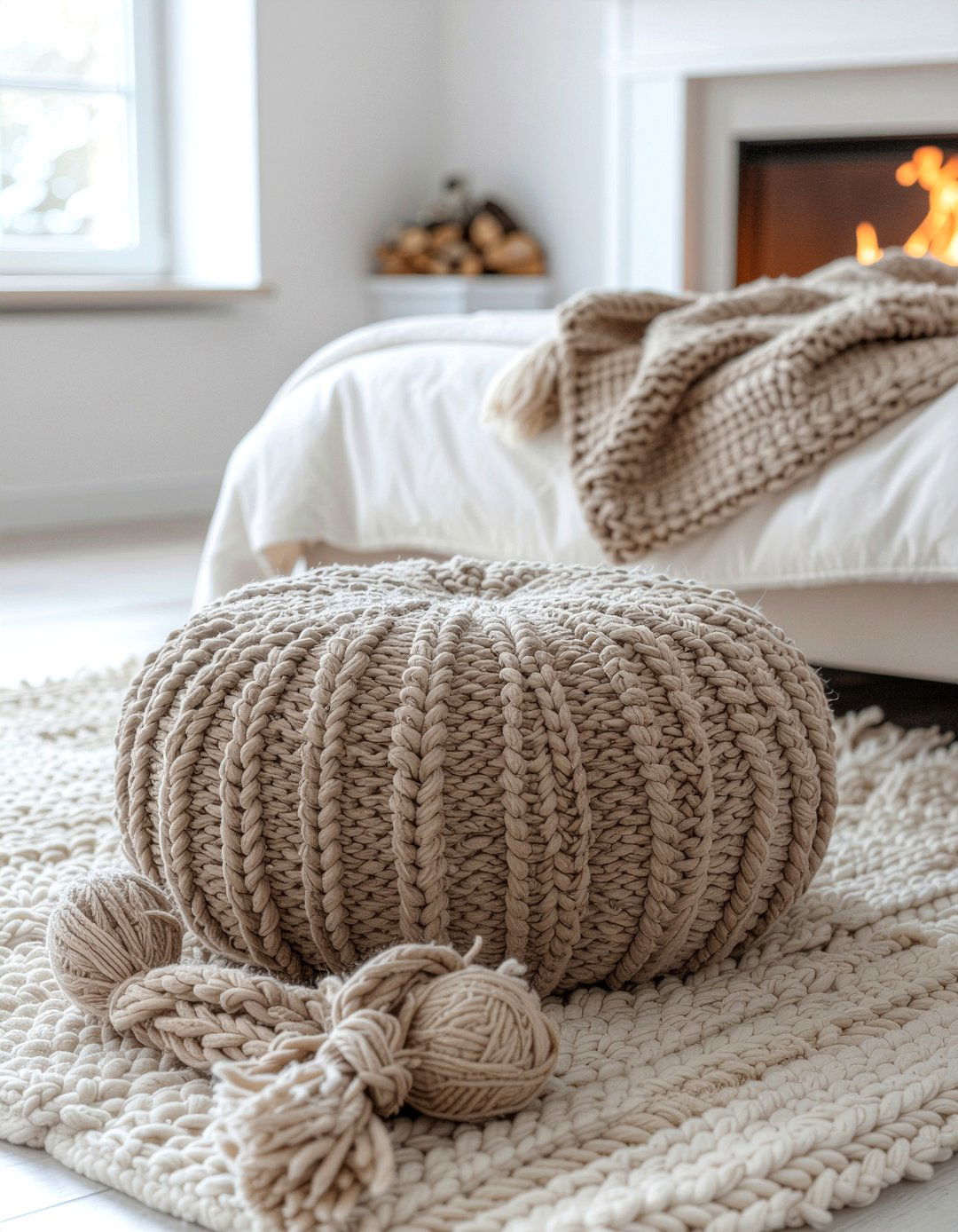 Sherpa pouf - 30 bedroom poufs