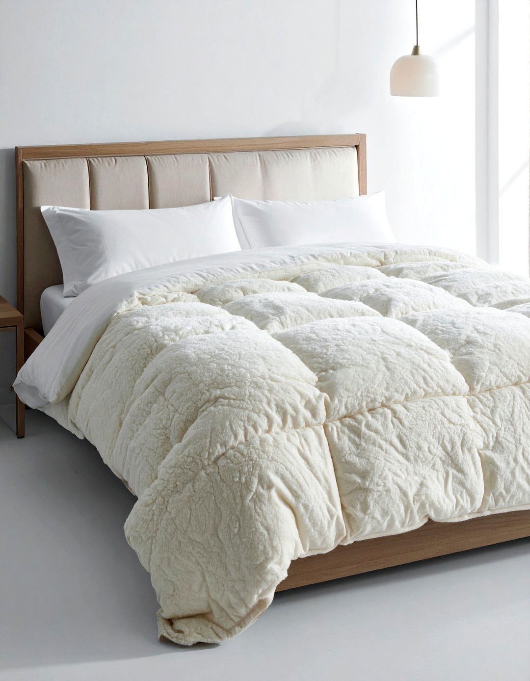 Sherpa weighted blanket - 30 soft texture bedroom ideas