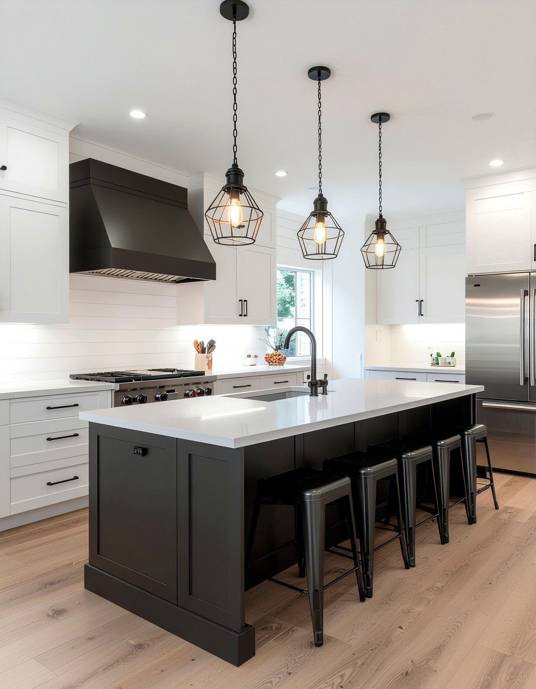 Shiplap And Industrial Metal Kitchen - 30 kitchen material mixing ideas