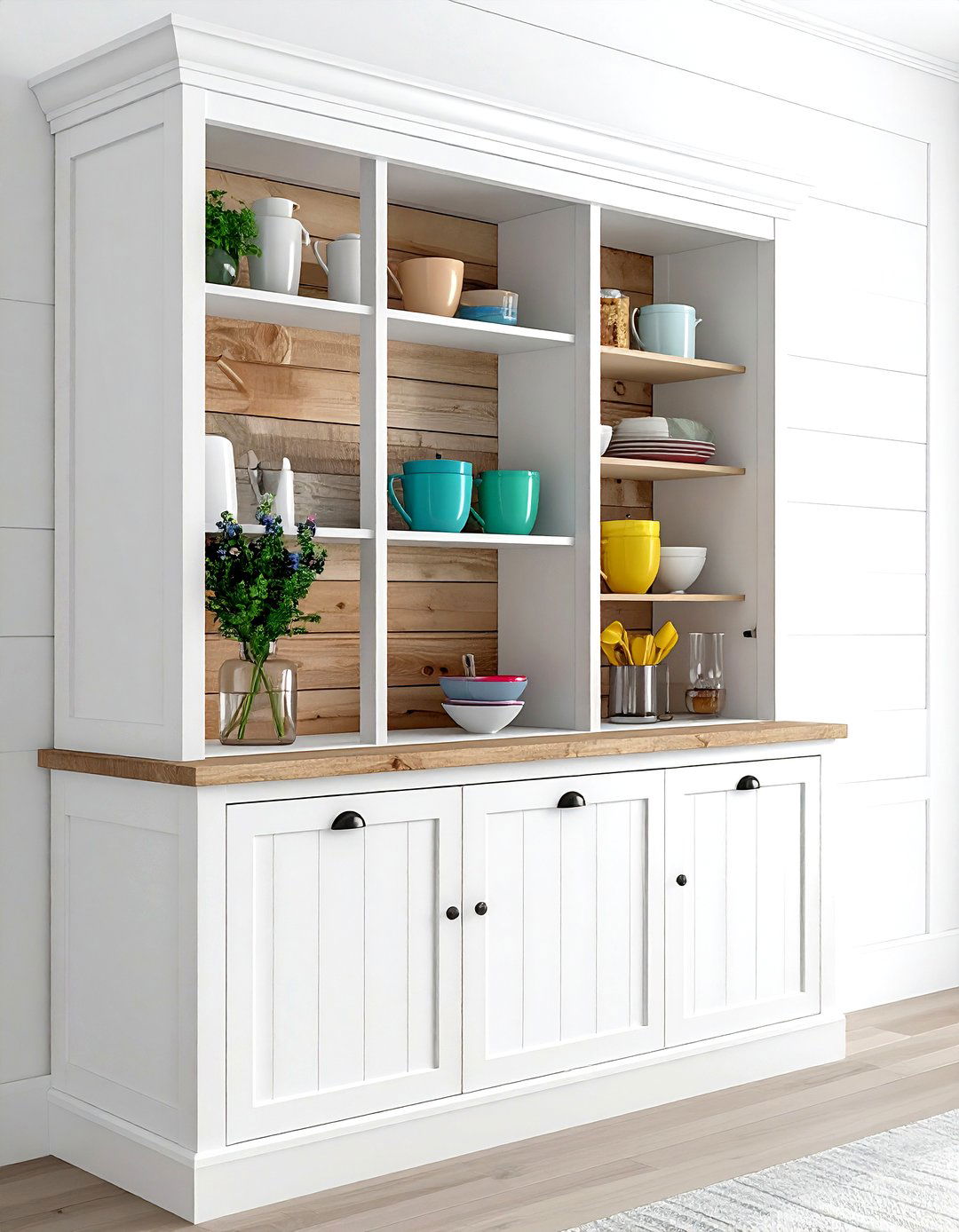 Shiplap Back Hutch - 30 kitchen hutch ideas
