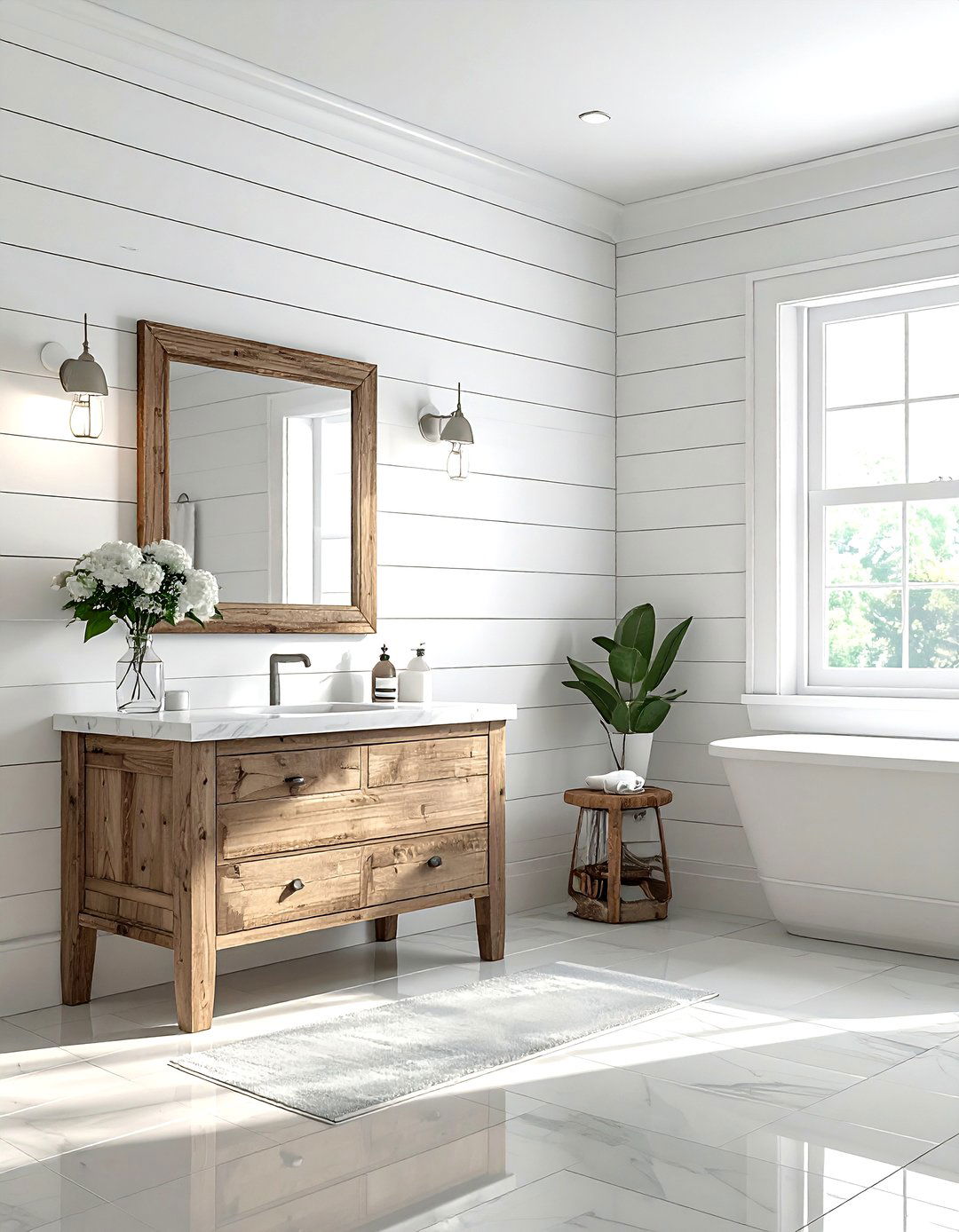 Shiplap Bathroom Walls - 30 rustic bathroom ideas