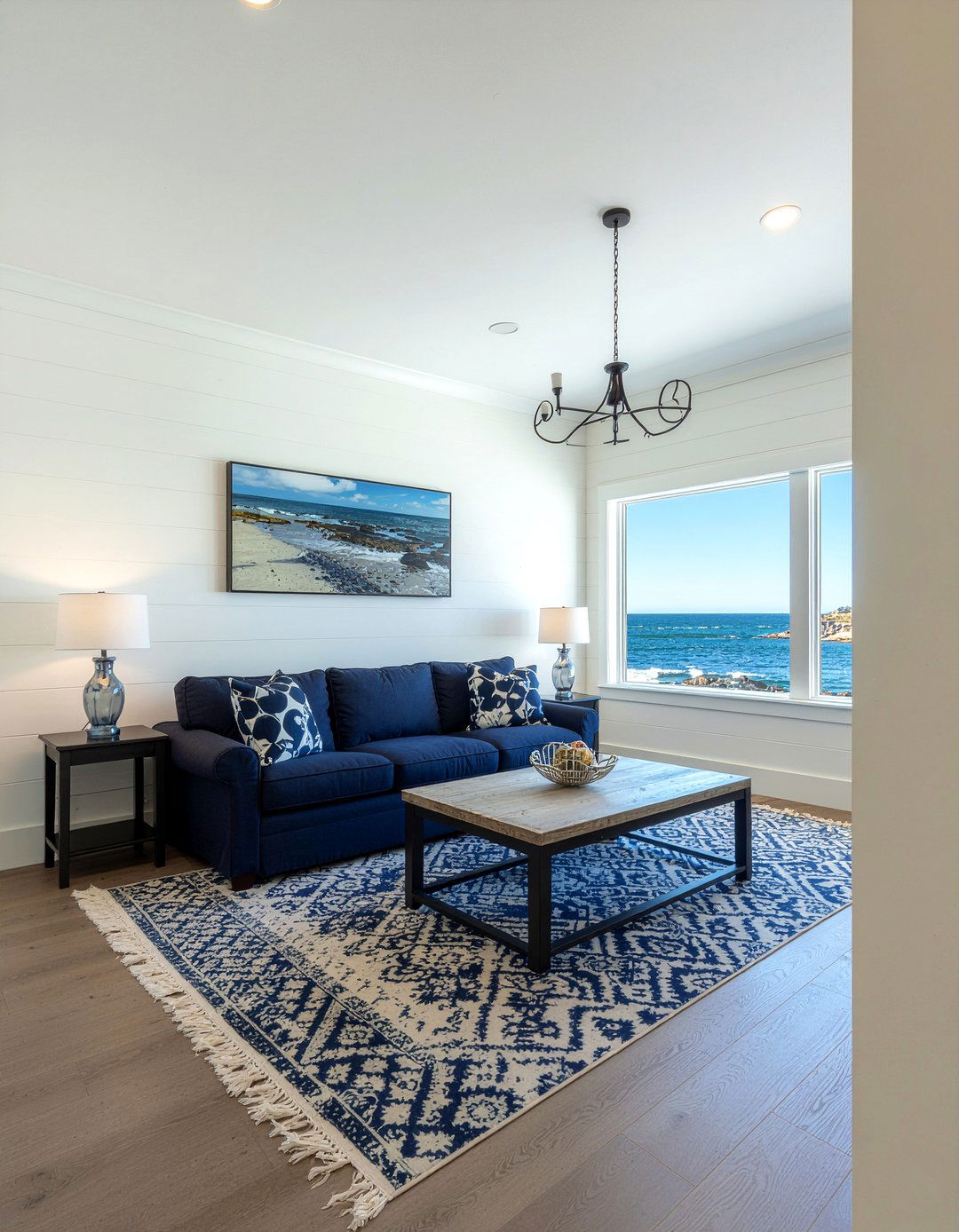 Shiplap Coastal Living Room - 30 beach themed living room ideas