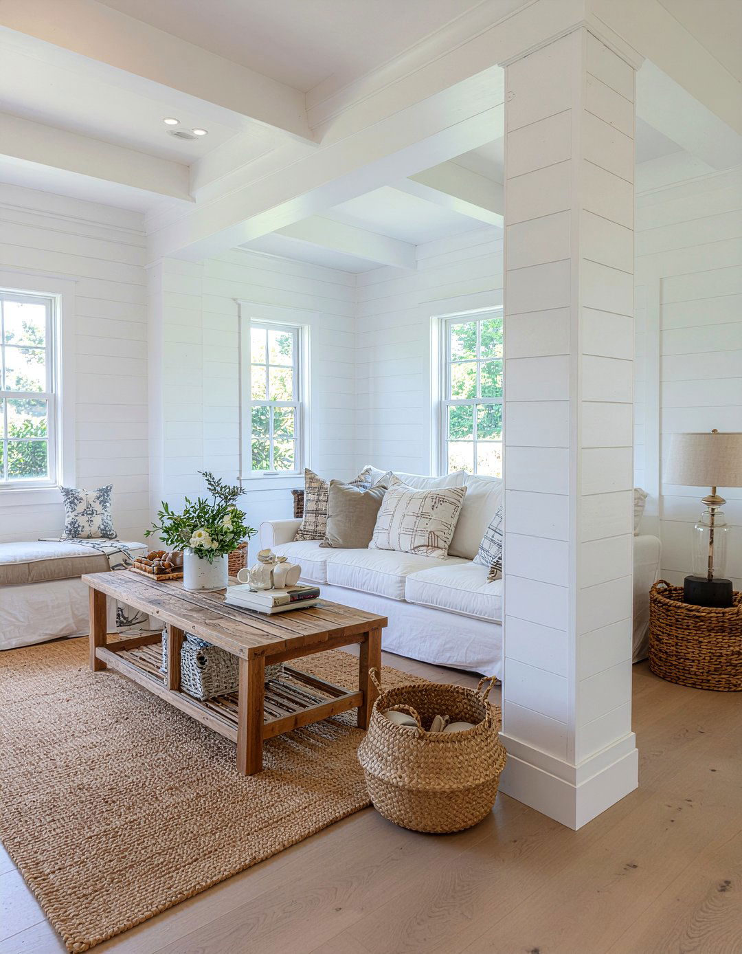 Shiplap Column - 30 living room column ideas