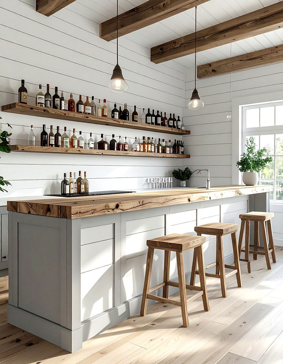 Shiplap Dry Bar - 30 dining room dry bar ideas