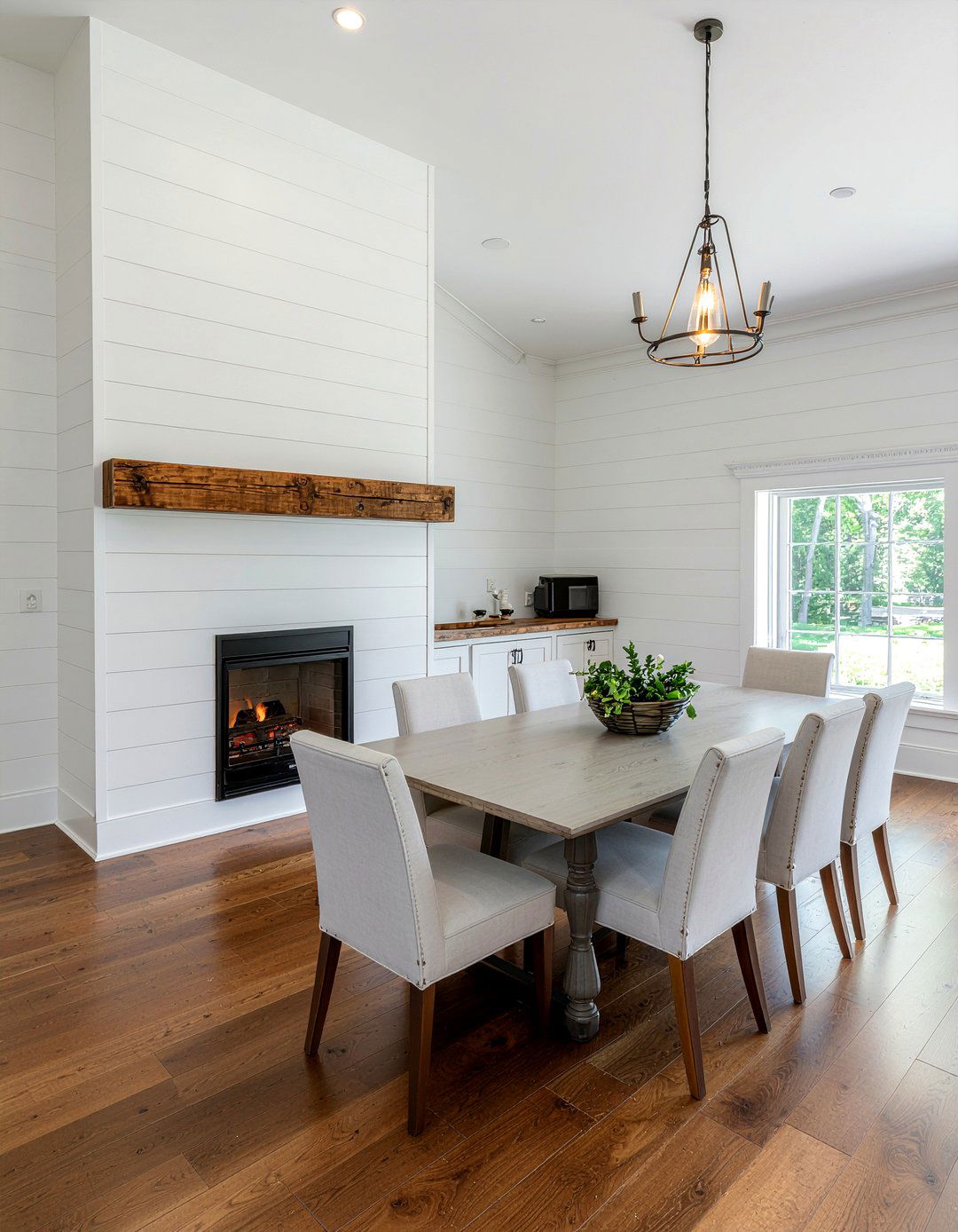 Shiplap Fireplace Dining Room - 30 firelit dining room ideas