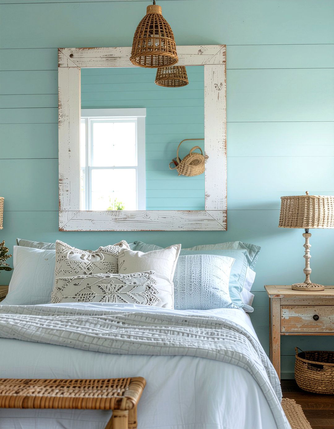 Shiplap Framed Mirror - 30 bedroom mirrors
