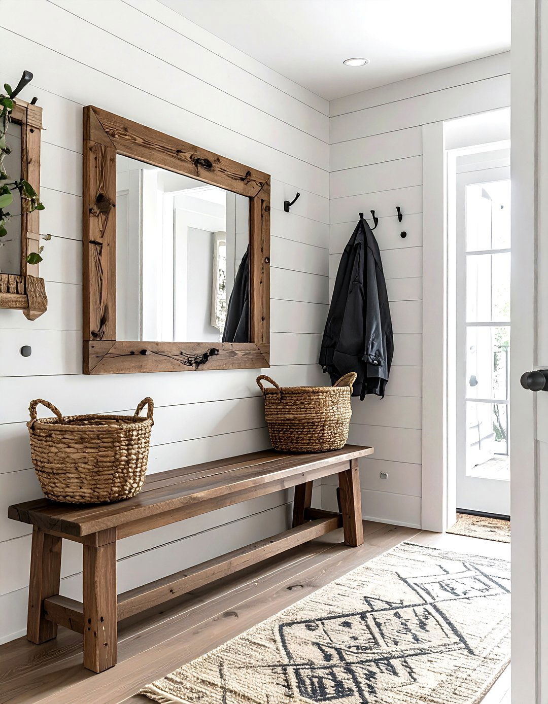 Shiplap Framed Mirror - 30 decorative mirror ideas