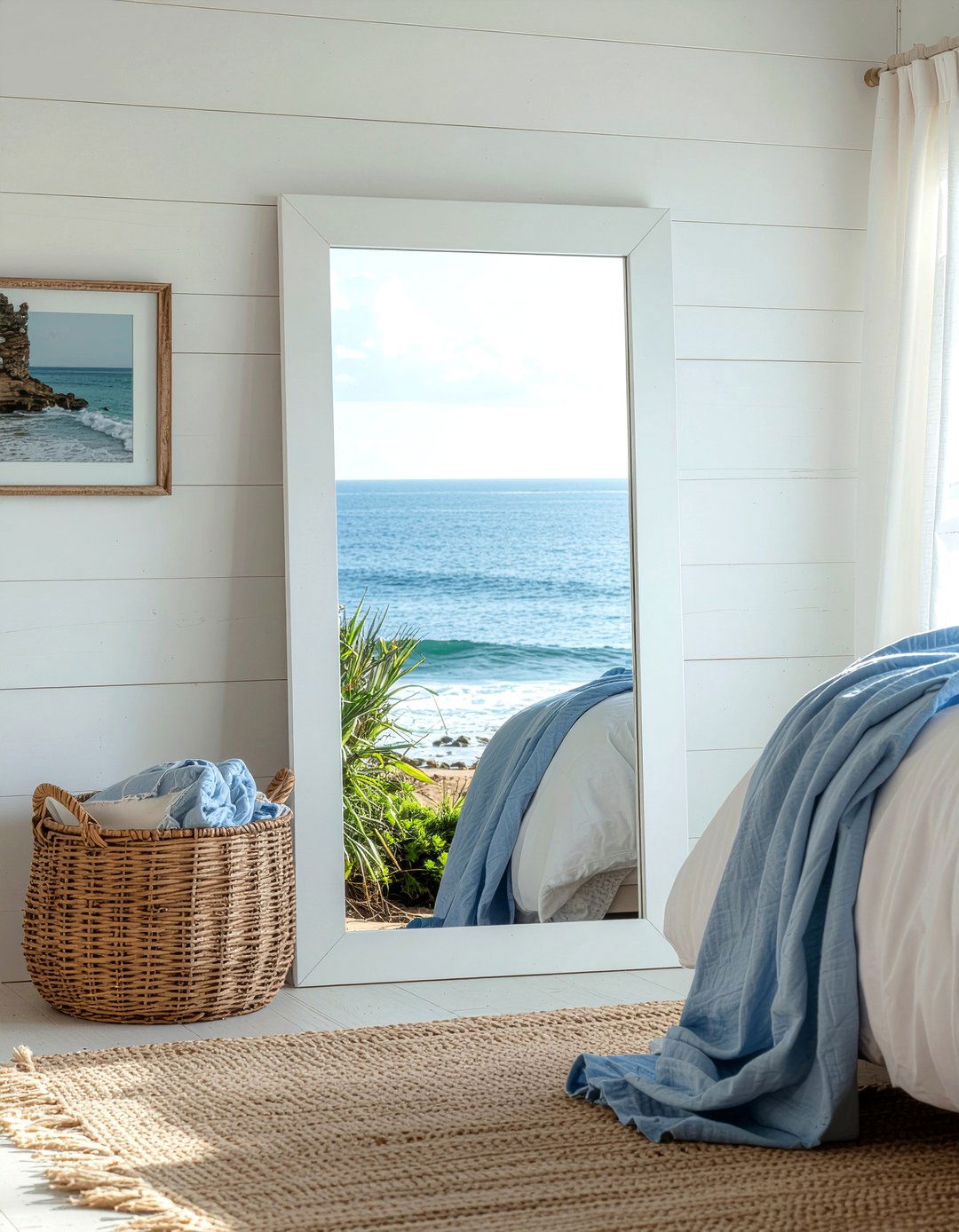 Shiplap Framed Mirror - 30 bedroom decorative mirrors