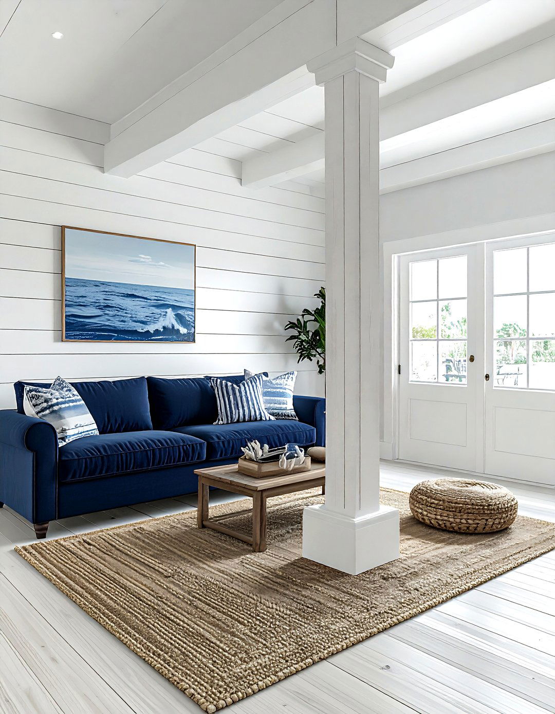 Shiplap Pillar - 30 living room pillar ideas
