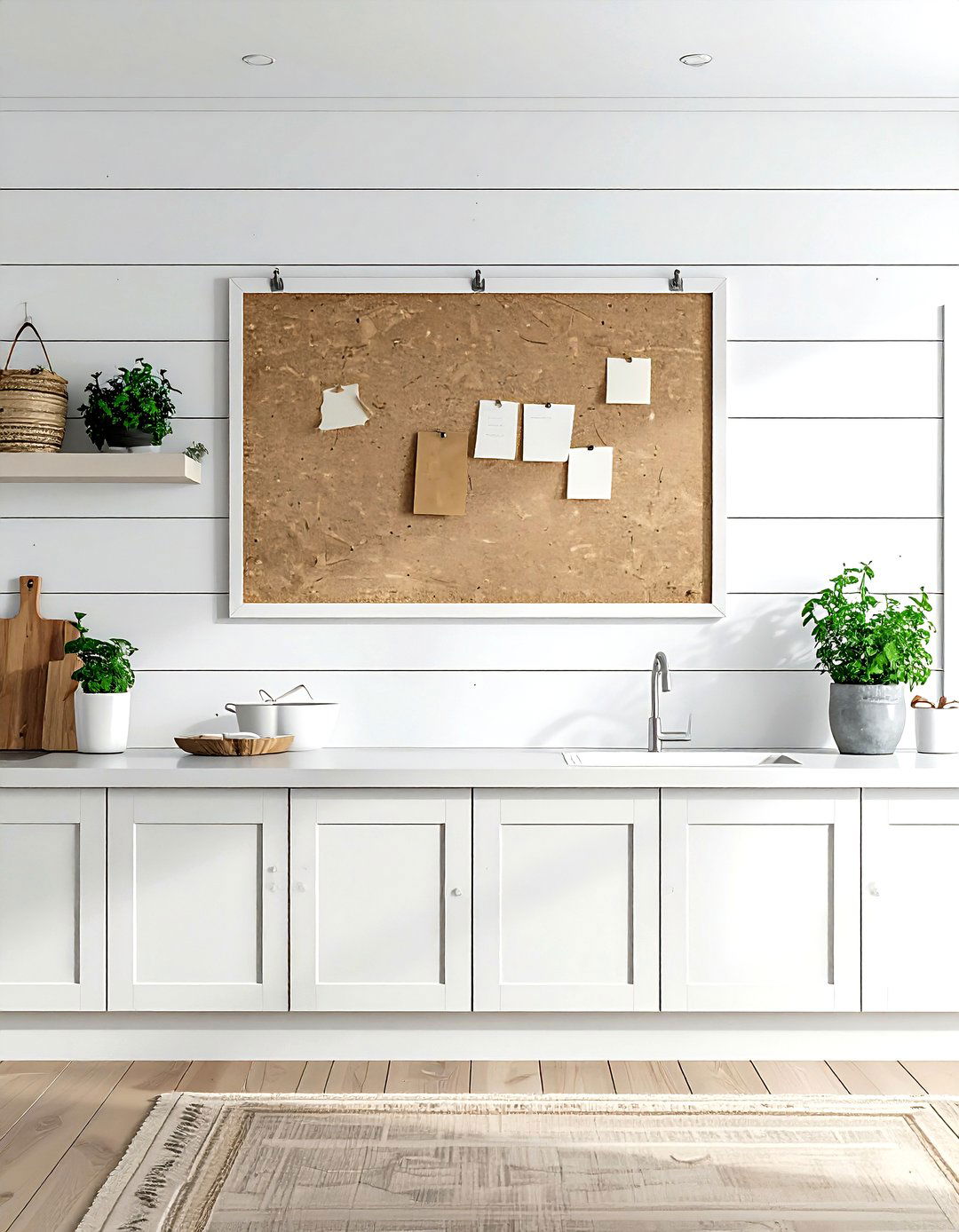 Shiplap Style Bulletin Board - 30 kitchen bulletin board ideas
