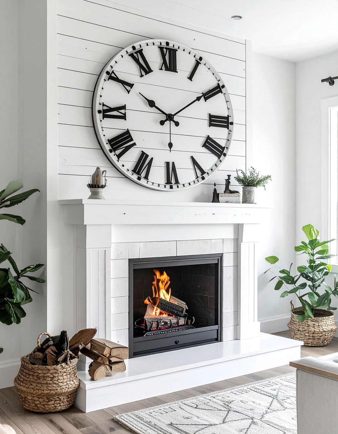 Shiplap Style Farmhouse Clock - 30 oversized clock ideas